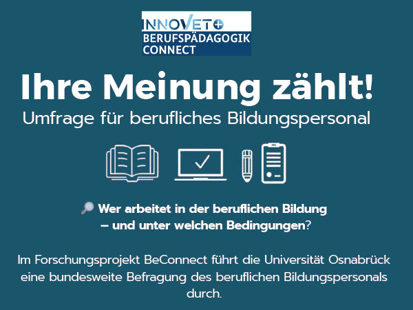 Flyer zur Fragebogenstudie zum Bildungspersonal von BeConnect